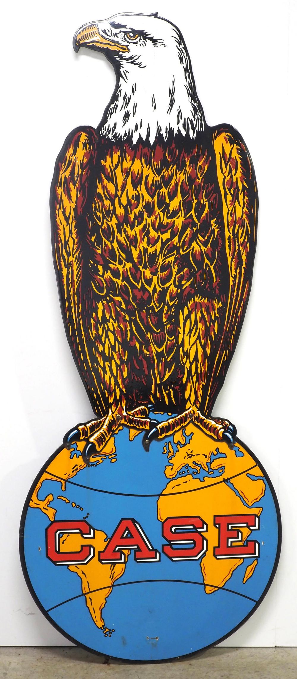 Lot 300: 2-pc Case eagle on globe die-cut sign