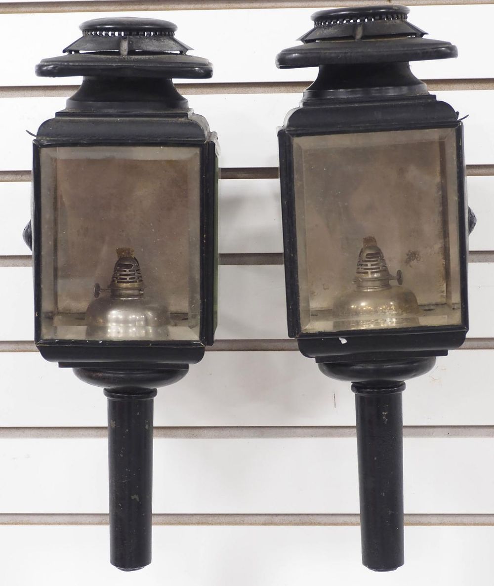 Lot 340: Pair of C. Cowles & Co. carriage lamps