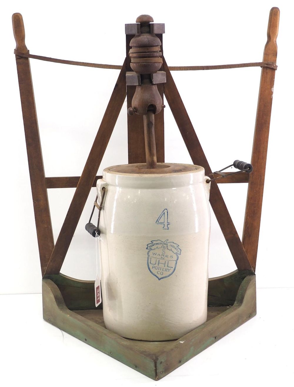 Lot 341: 4-gallon crock butter churn