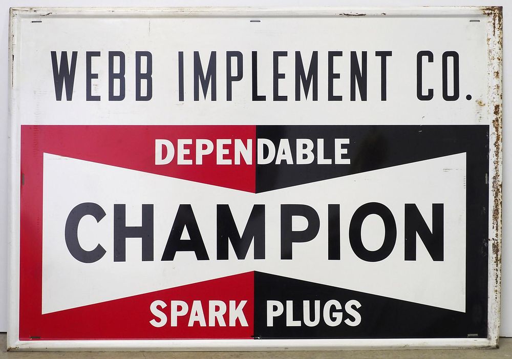 Lot 366: Champion Spark Plugs dealer sign