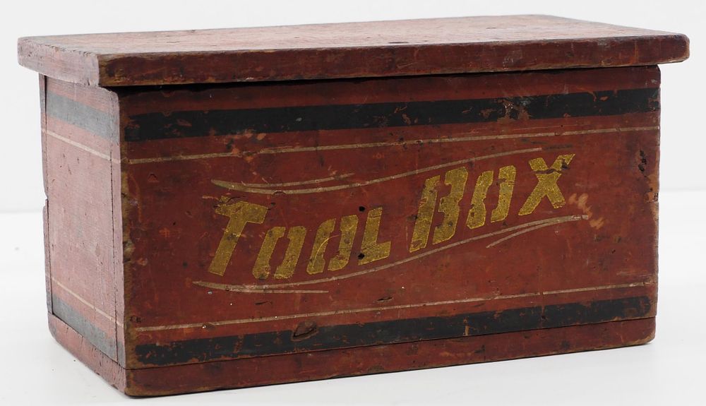 Lot 369: Early small wooden tool box