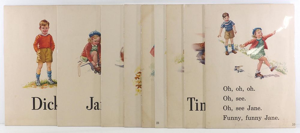 Lot 377: (9) Dick & Jane paper posters