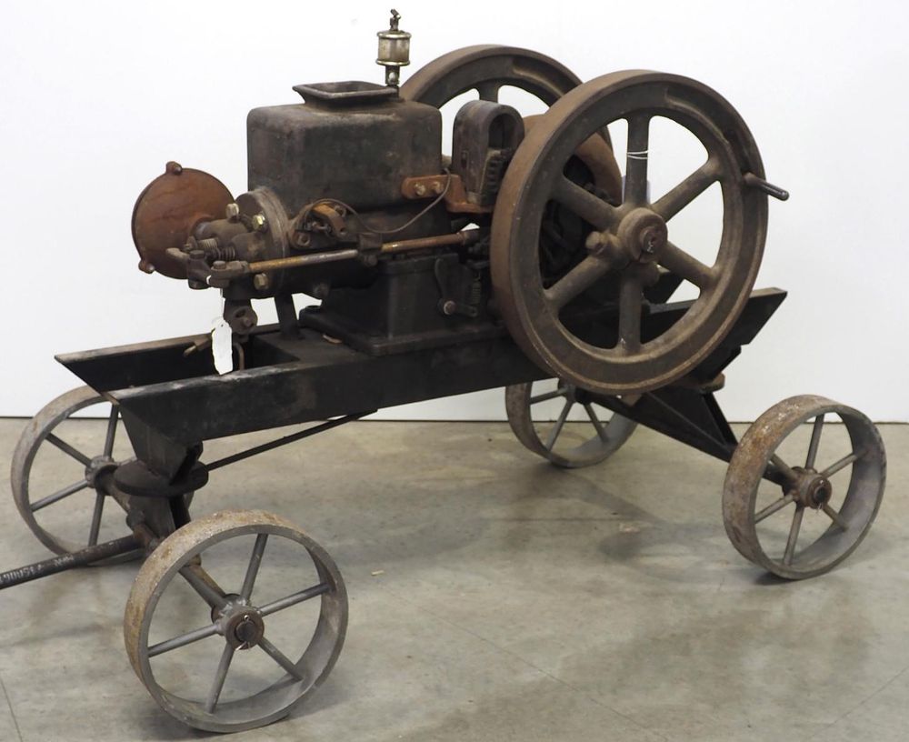 Lot 411: Alpha DeLaval 1.5hp engine with Mag, on cart