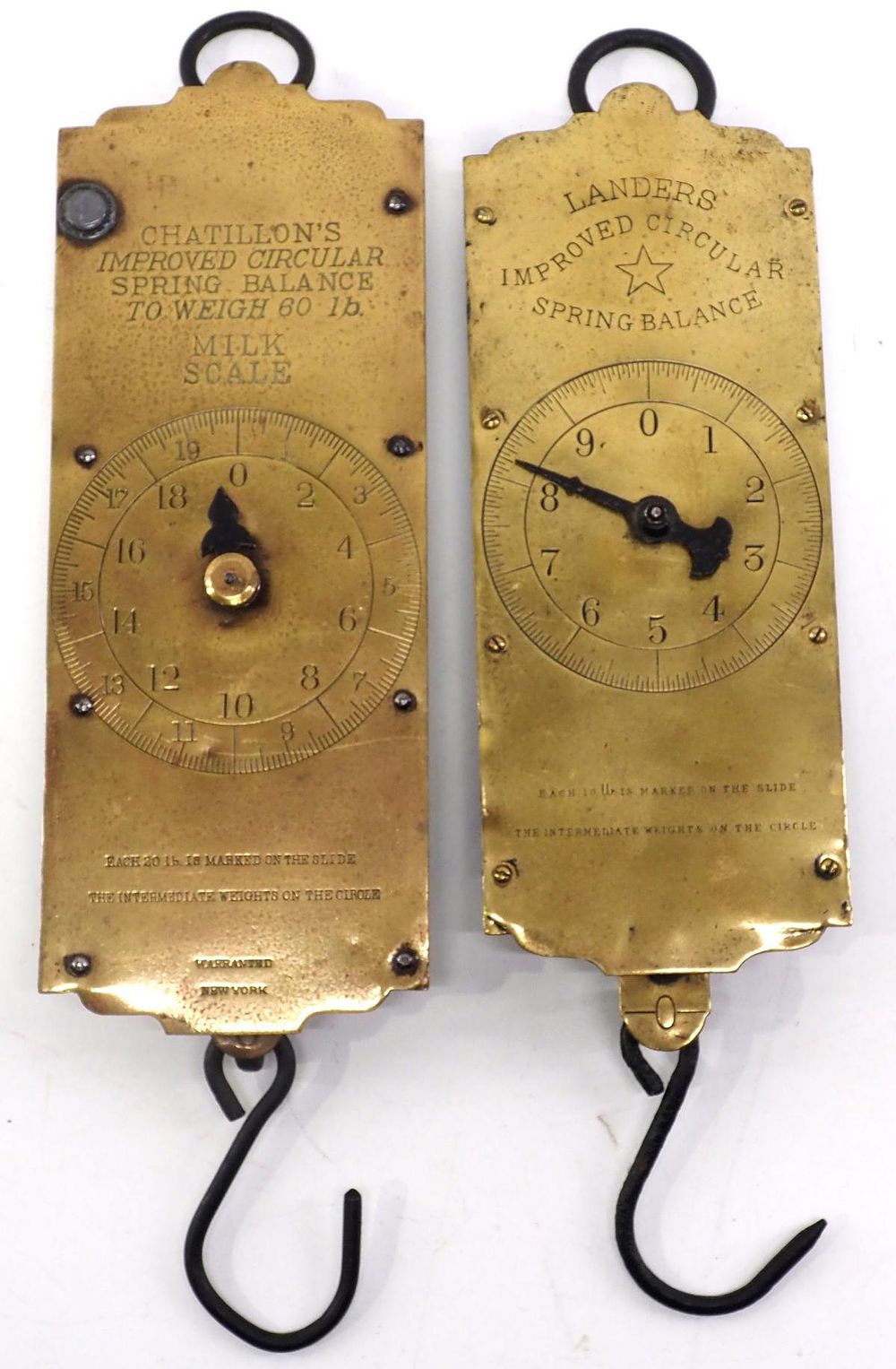 Lot 439: (2) Brass milk scales