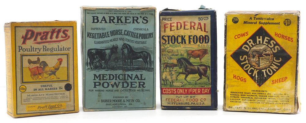 Lot 616: (4) Large country store animal products