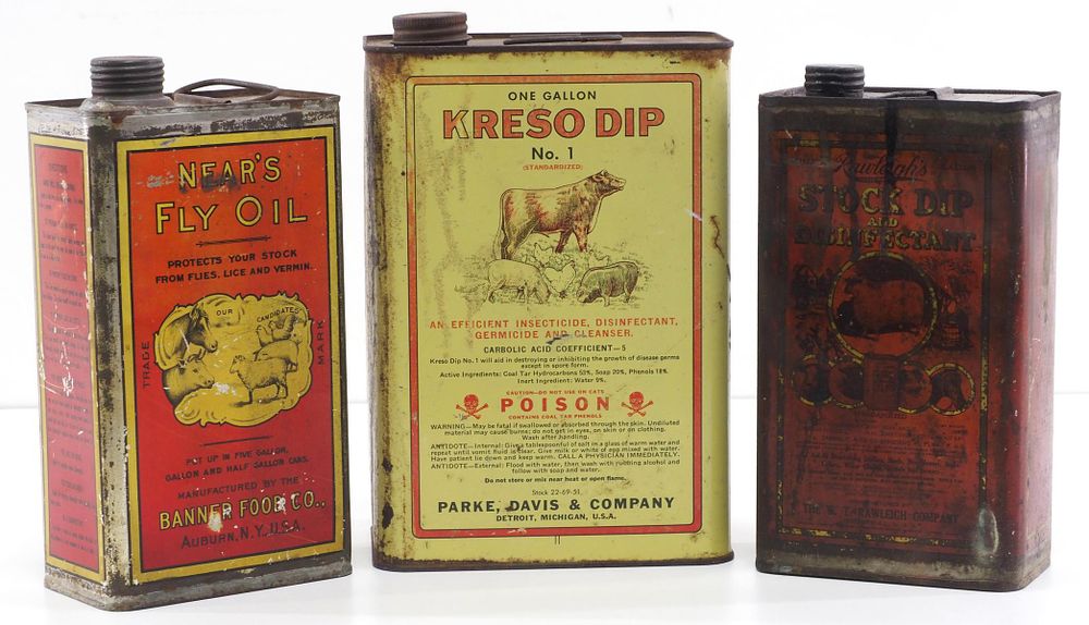 Lot 625: (3) Country store animal product tins