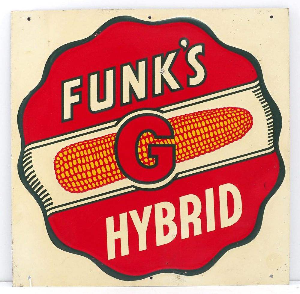 Lot 644: Funk's G Hybrid seed corn sign
