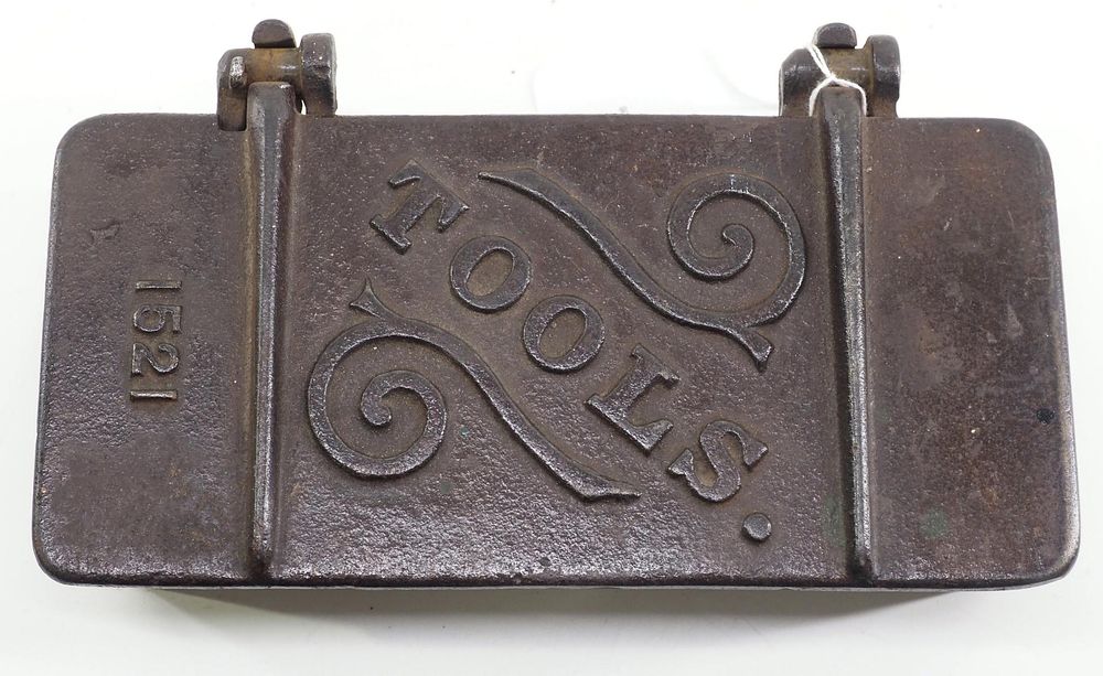 Lot 645: Cast iron implement tool box
