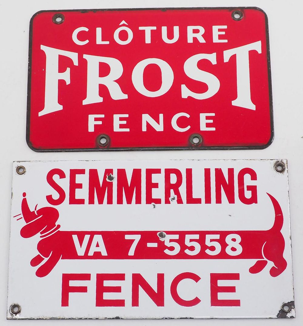 Lot 672: (2) Small porcelain fence signs