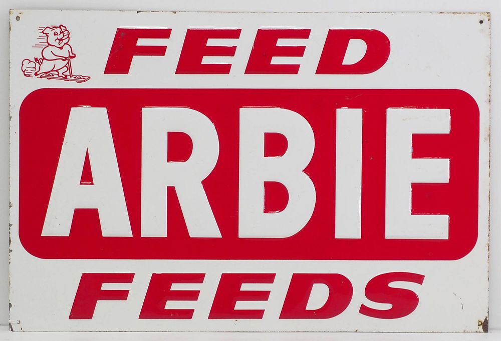 Lot 682: Feed Arbie Feeds sign