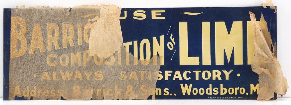 Lot 703: NOS Barrick's Composition of Lime sign