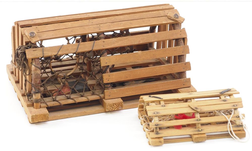 Lot 706: (2) Model wooden lobster traps