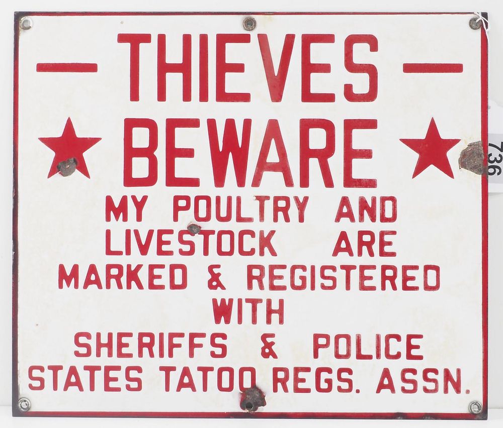 Lot 736: Thieves Beware sign