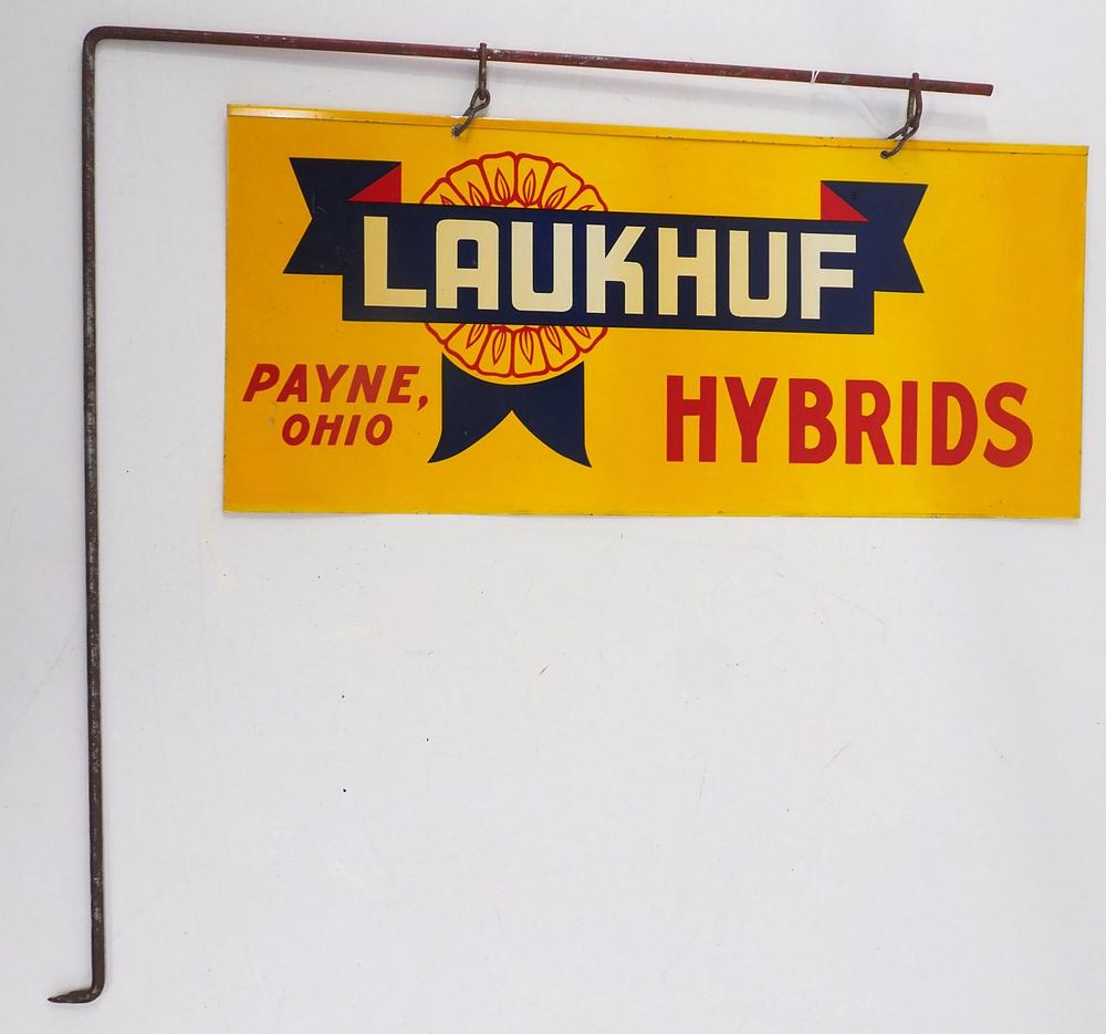 Lot 749: Laukhuf Hybrids fence sign with hanger
