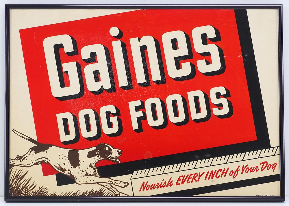 Lot 755: Gaines Dog Foods sign