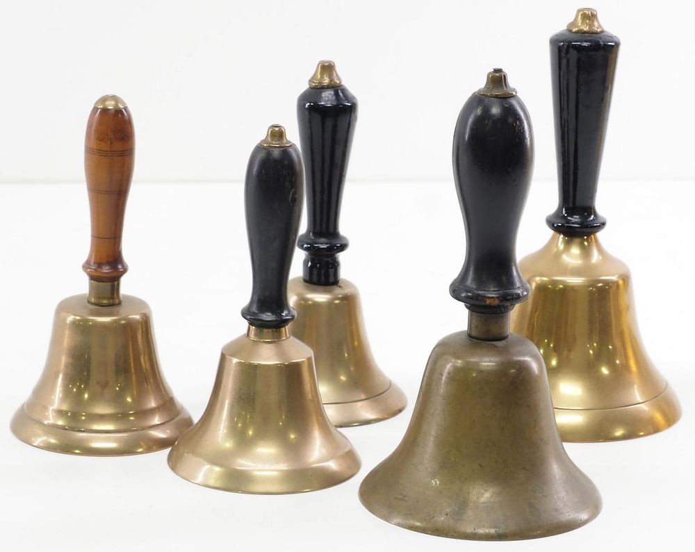 Lot 757: (5) Brass hand bells
