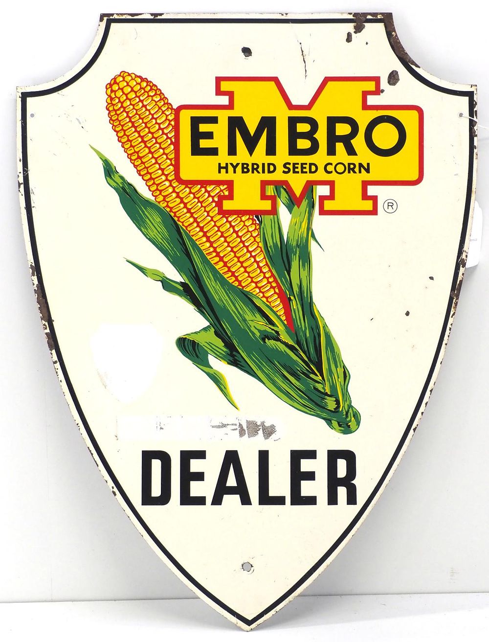 Lot 865: Embro Hybrid Seed Corn Dealer shield sign