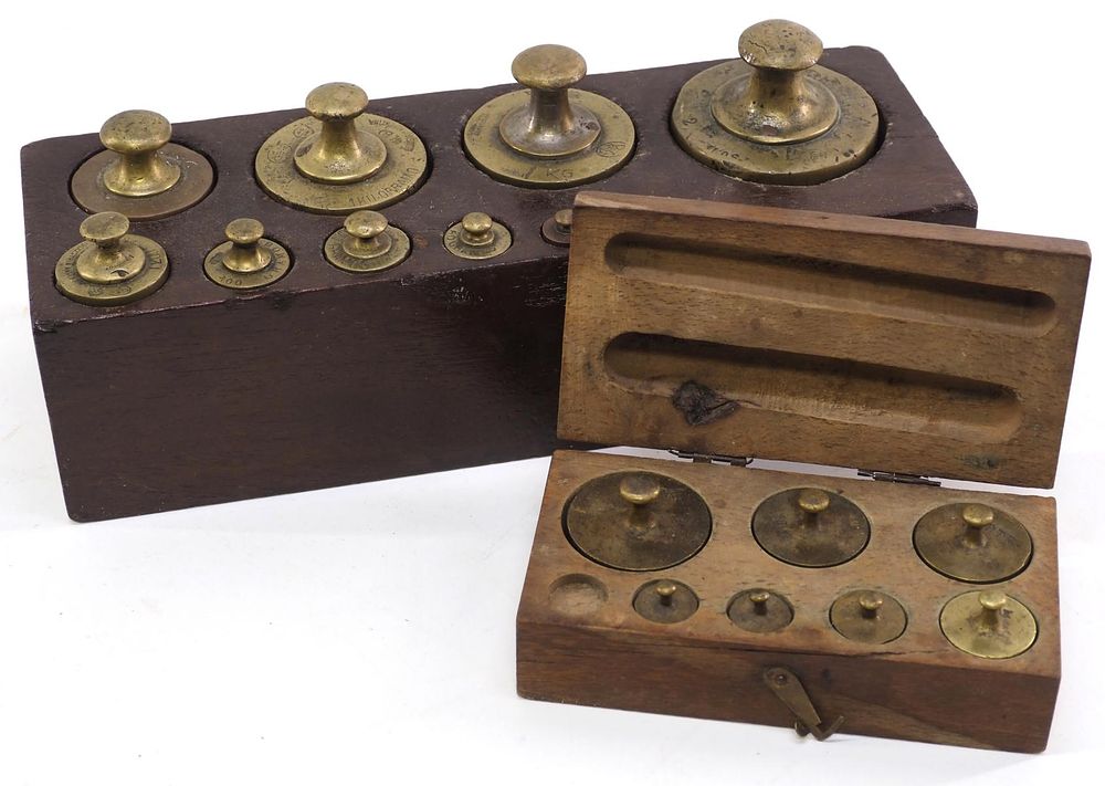Lot 875: (2) Sets of brass scale weights
