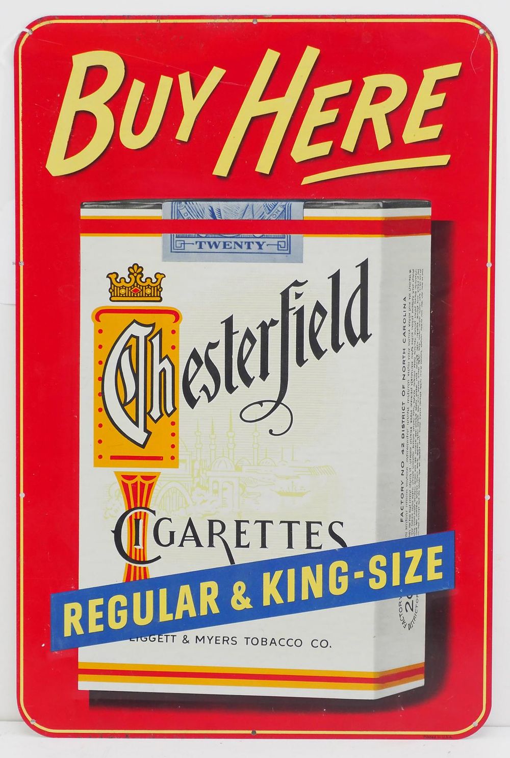 Lot 1003: Chesterfield Cigarettes, Buy Here sign