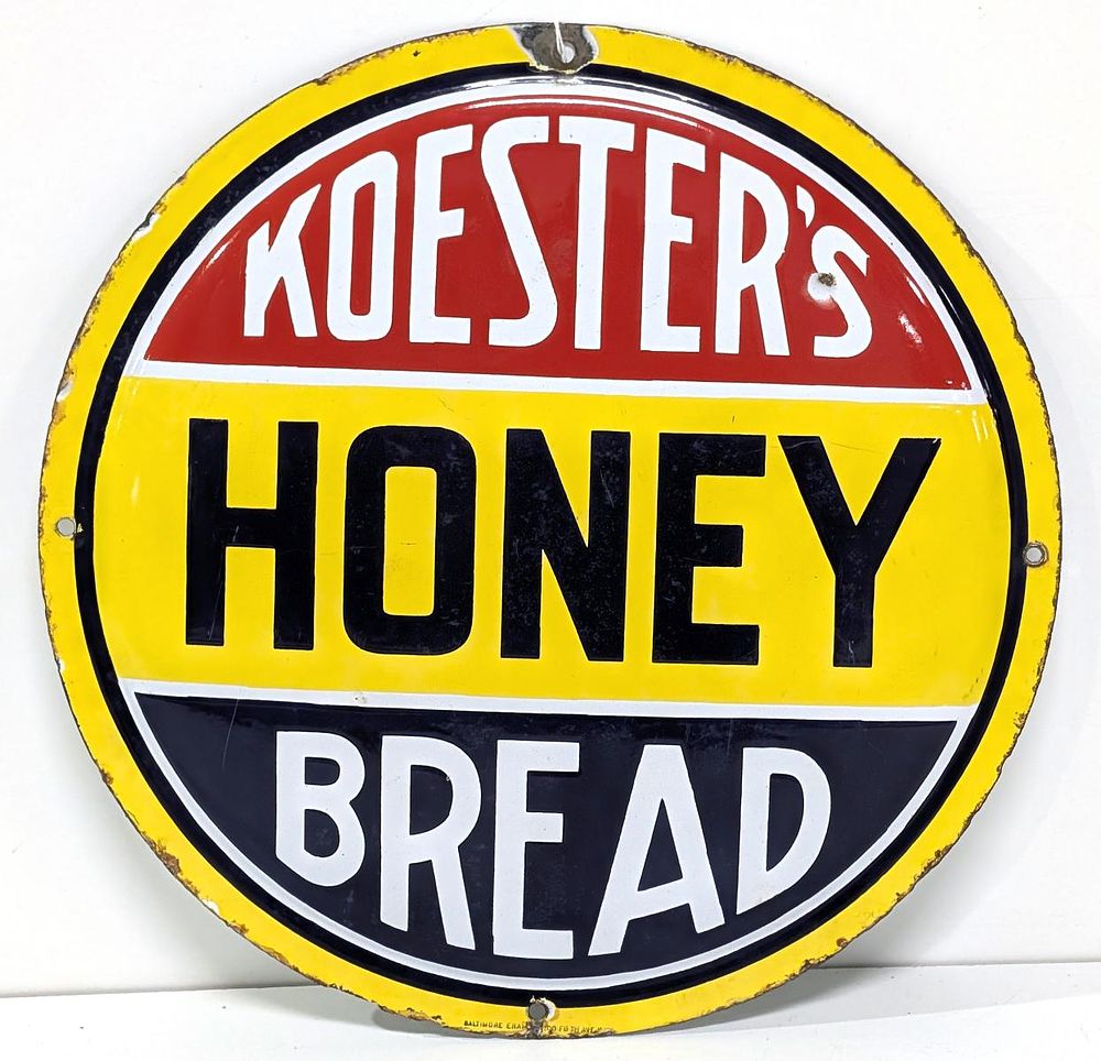 Lot 1012: Koester's Honey Bread sign