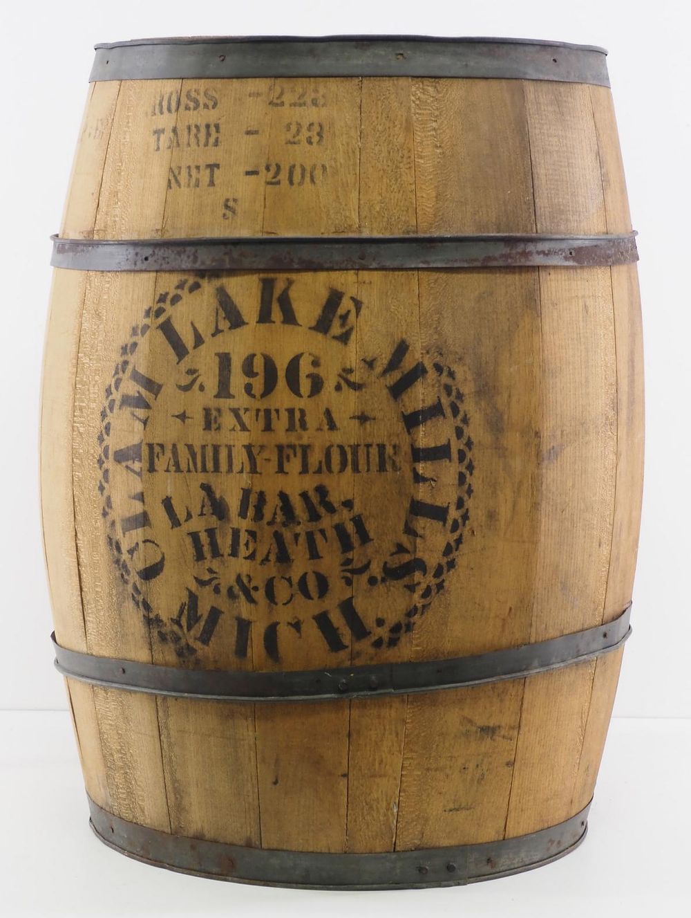 Lot 1083: Large wooden flour barrel