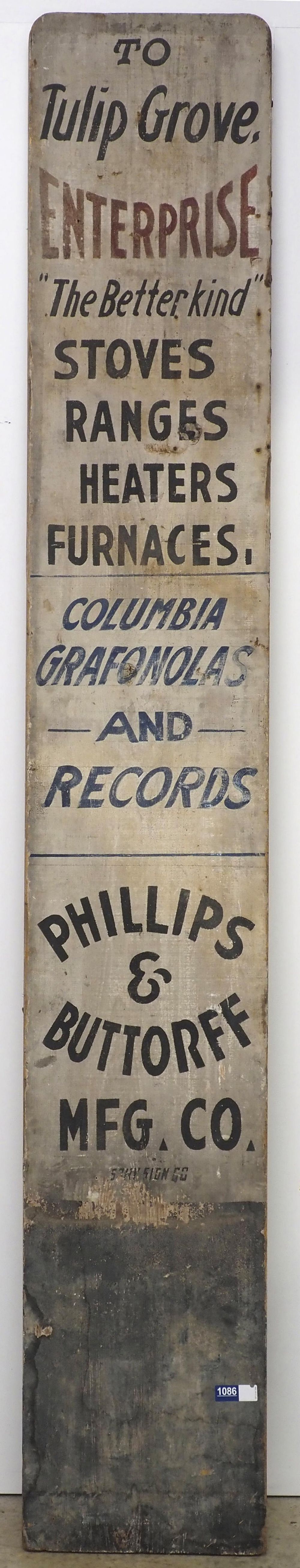 Lot 1086: Phillips, Buttorff & Co, Tupelo Grove sign