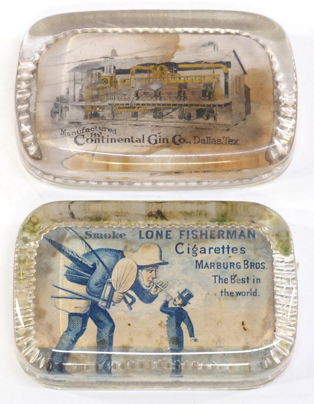Lot 1102: (2) Glass advertising paper weights