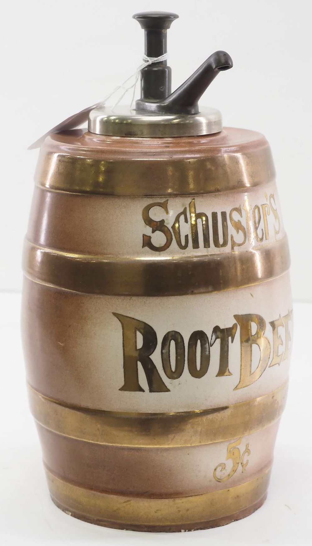 Lot 1110: Schuster's Root Beer syrup dispenser