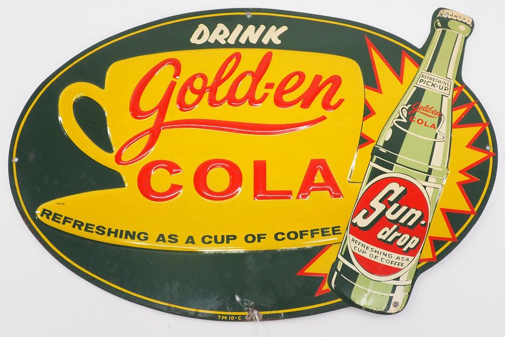 Lot 1178: Drink Gold-en Cola sign