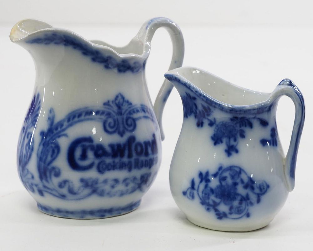Lot 1189: Meissen creamer & Flow Blue pitcher