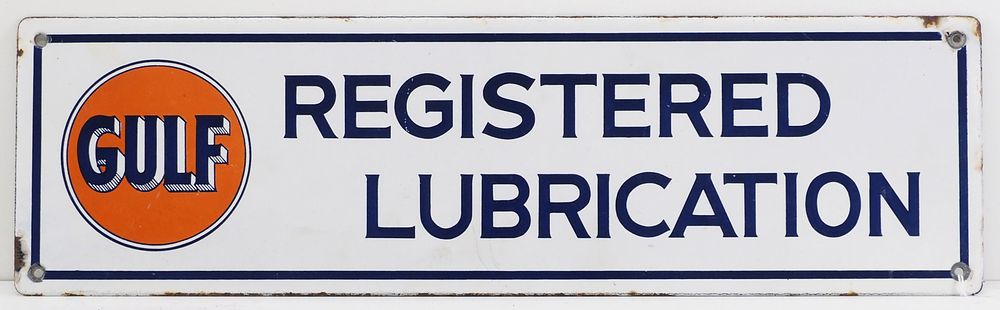 Lot 1194: Gulf Registered Lubrication sign