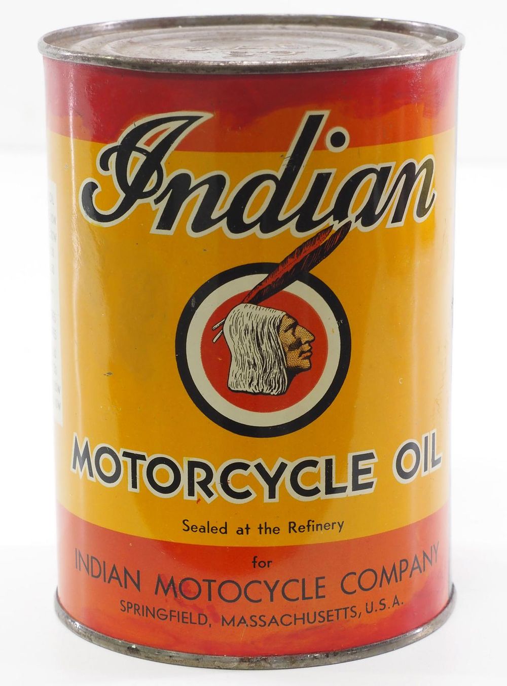 Lot 1197: 1-quart Indian Motorcycle Oil tin