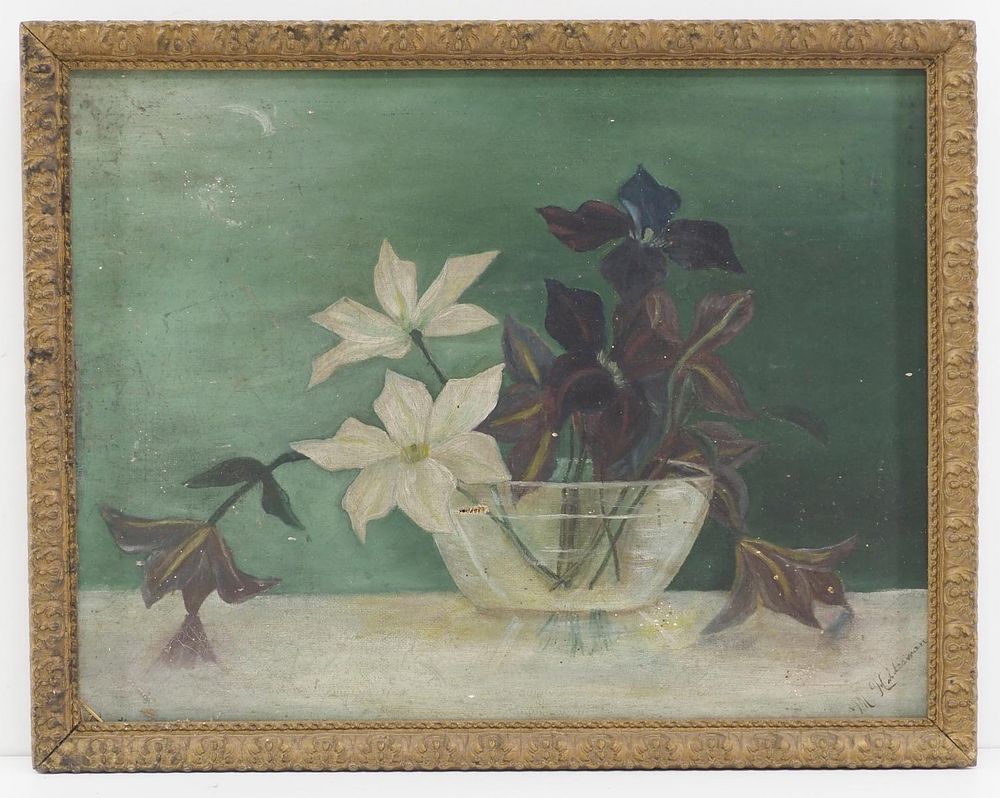 Lot 1224: Early oil painting on canvas by M. Holderman