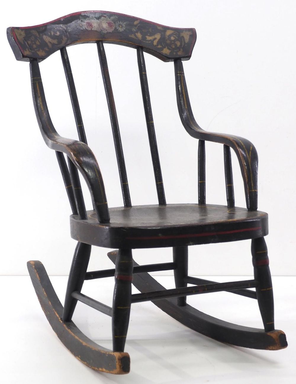 Lot 1232: Early wooden child's rocking chair