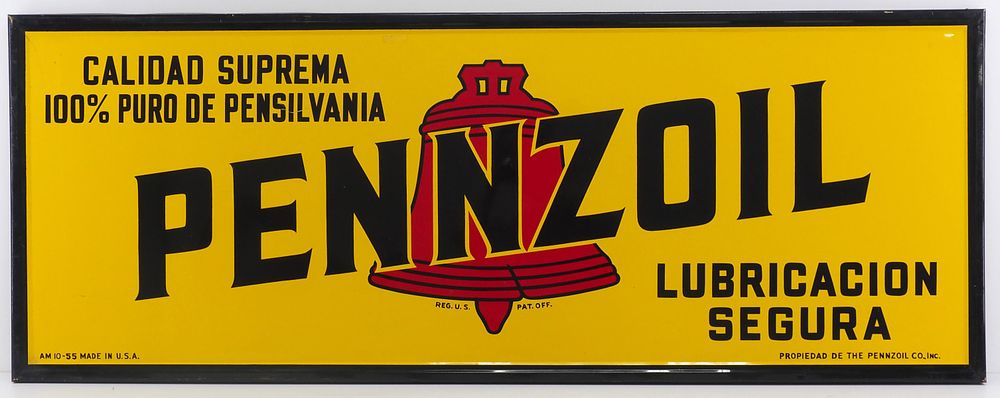 Lot 1238: Pennzoil Lubrication 'Spanish language' sign
