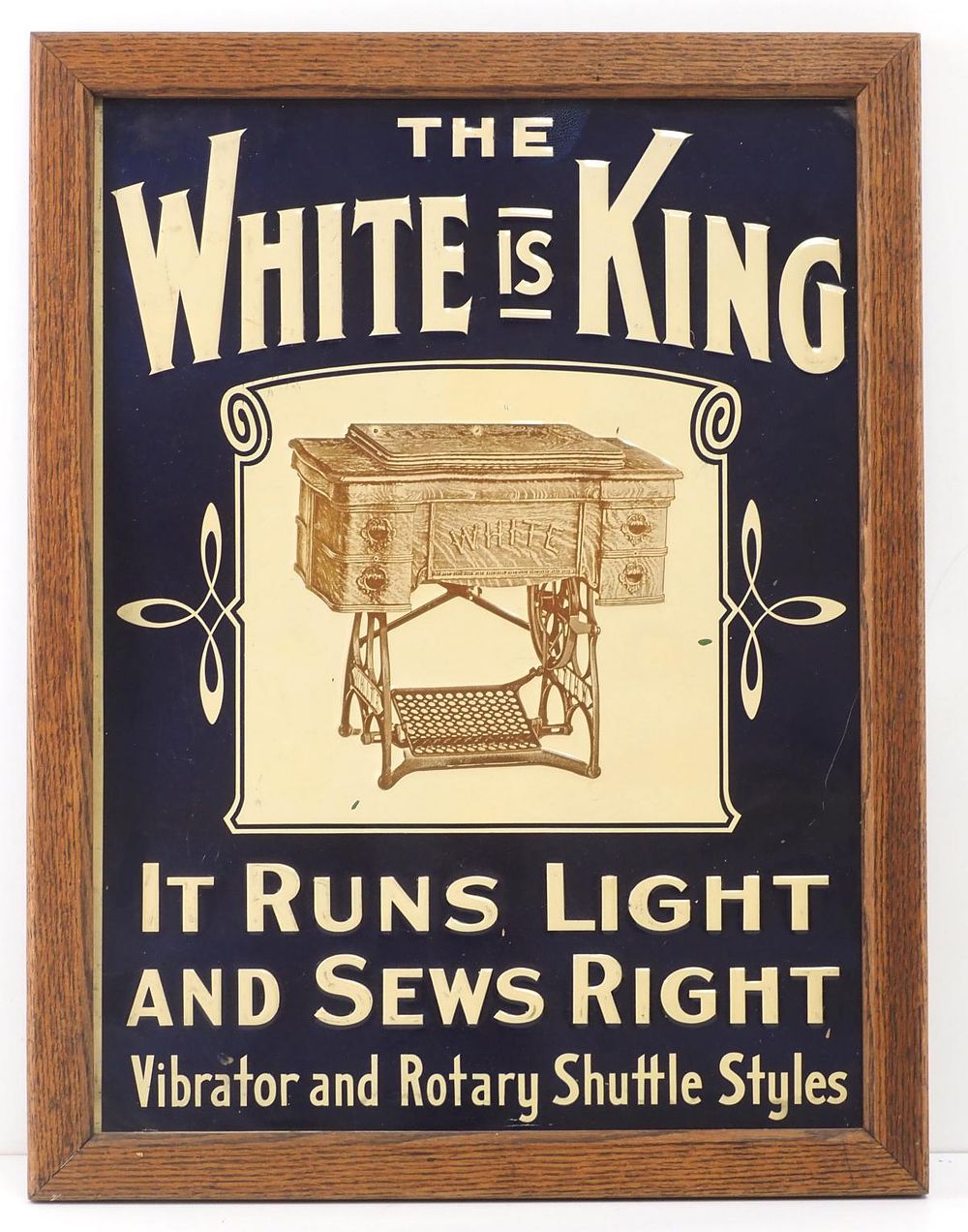 Lot 1250: White Is King sewing machine sign