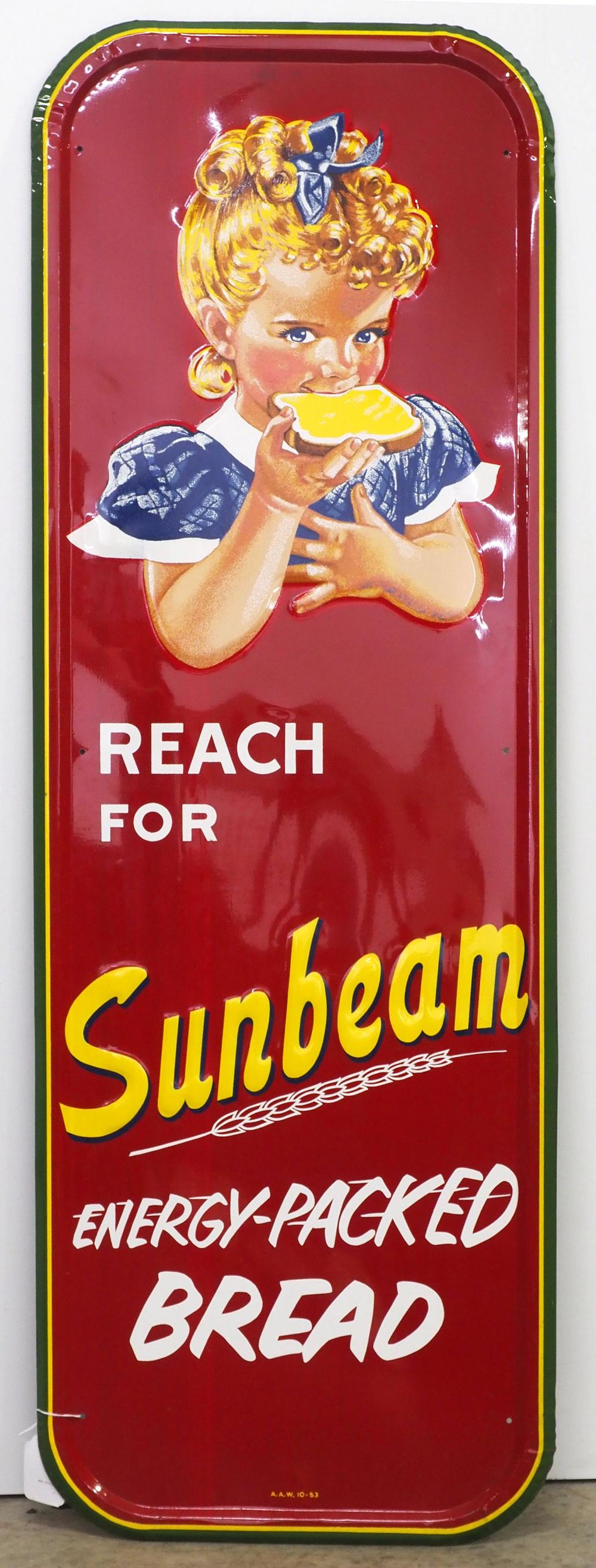 Lot 1262: NOS Reach For Sunbeam Bread sign