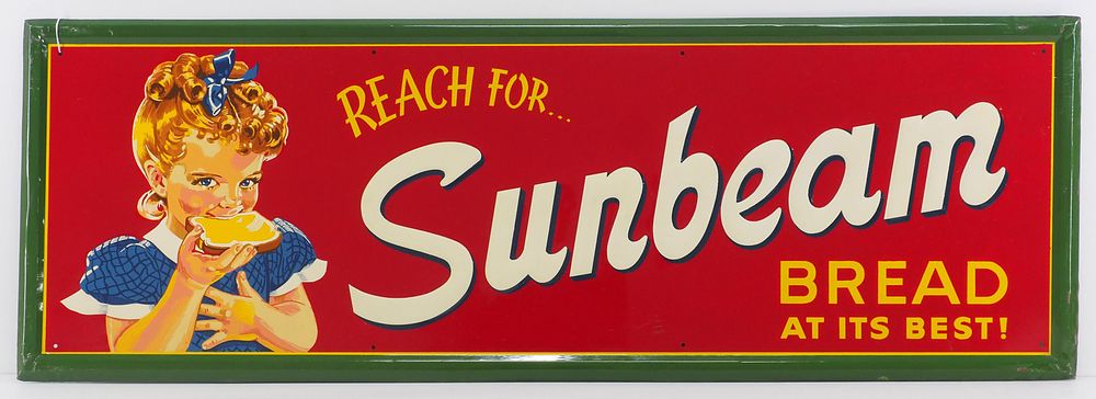 Lot 1263: Reach For Sunbeam Bread At Its Best sign
