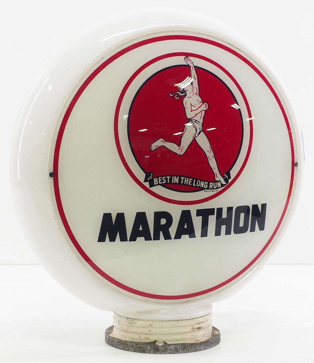 Lot 1273: (2) Marathon gas pump globe