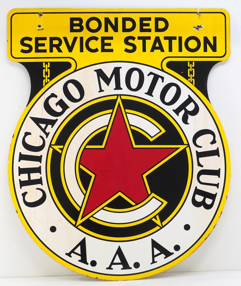 Lot 1293: Chicago Motor Club Service Station sign