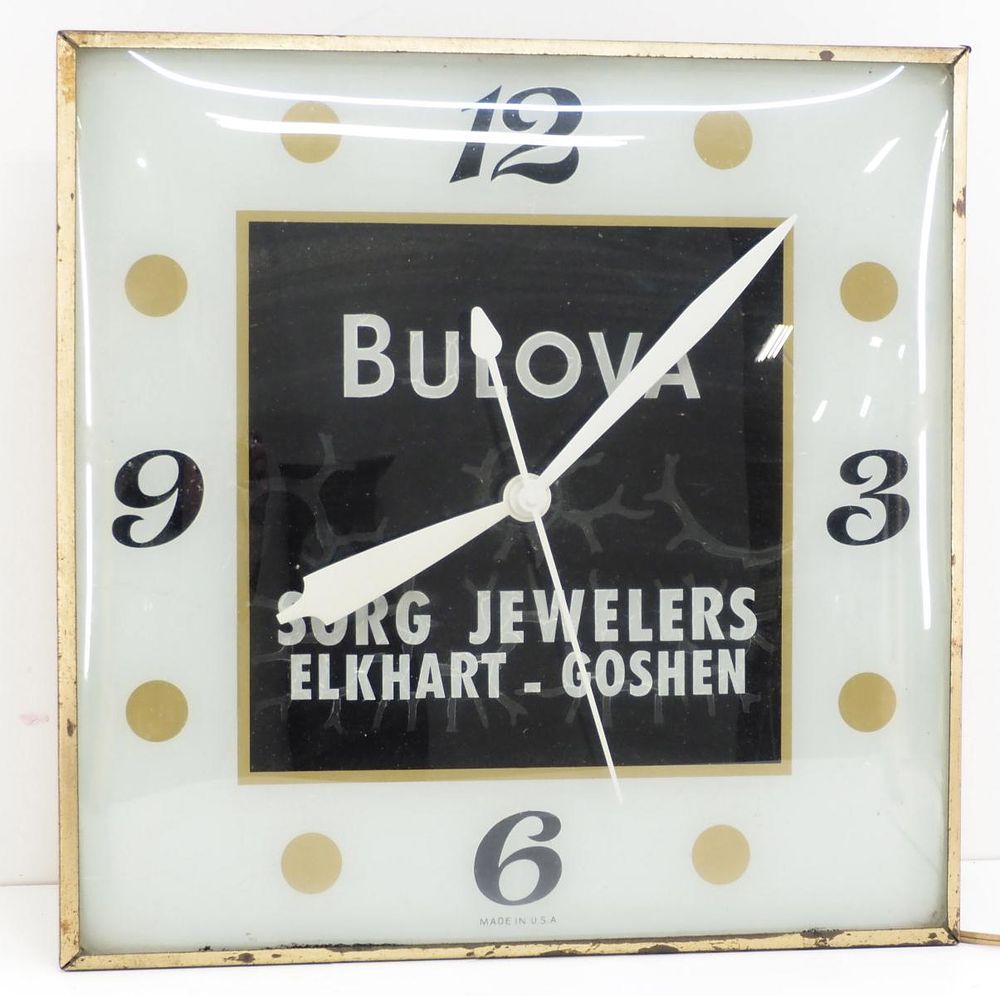 Lot 1309: Bulova lighted clock for Sorg Jewelers