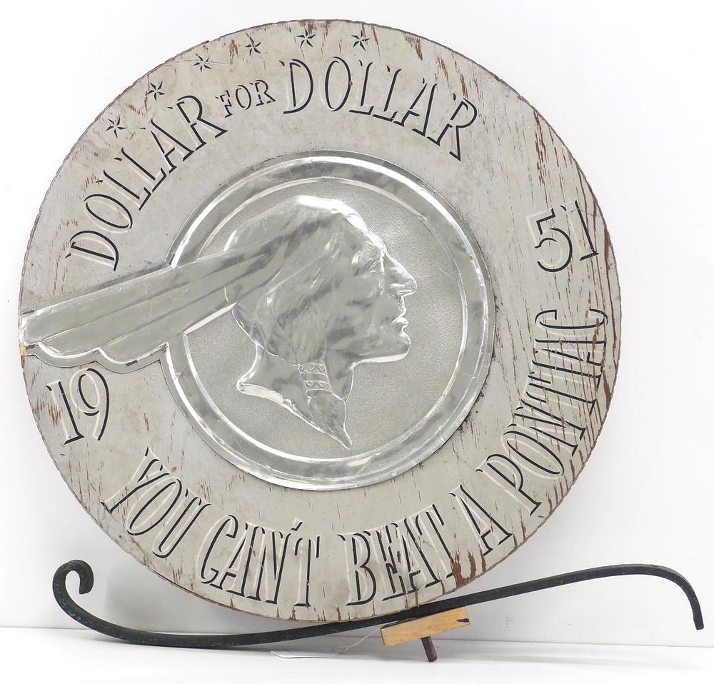 Lot 1313: 1951 "You Can't Beat A Pontiac" sign