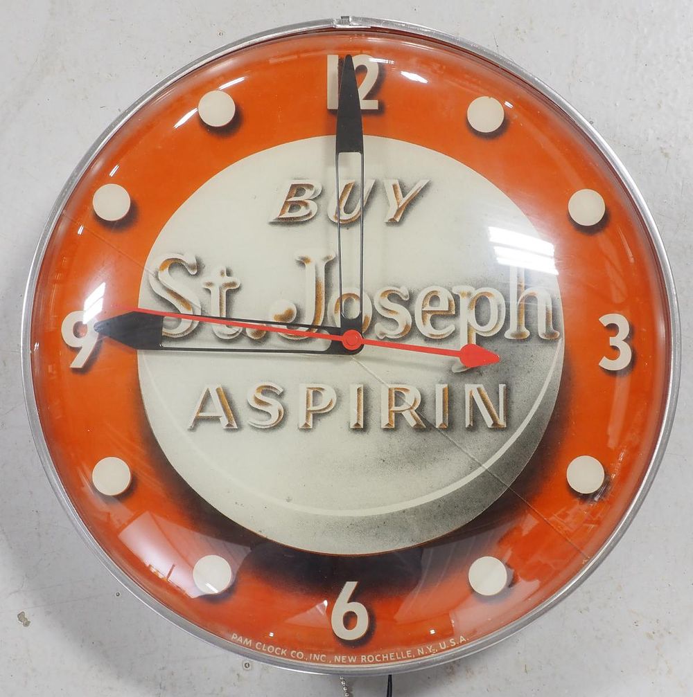 Lot 1316: Buy St. Joseph Aspirin lighted clock