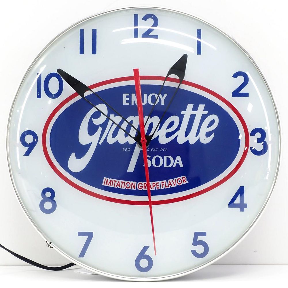 Lot 1317: Enjoy Grapette Soda lighted clock