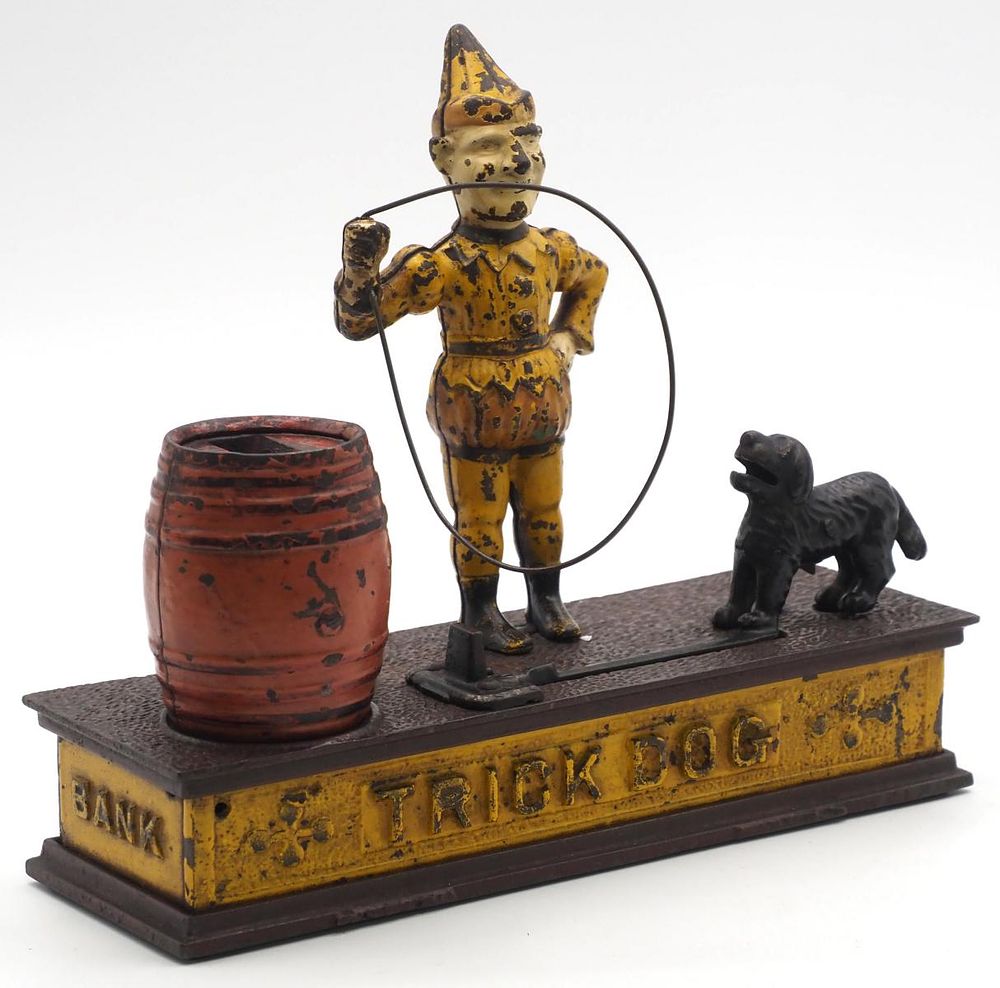 Lot 1324: "Trick Dog" mechanical bank
