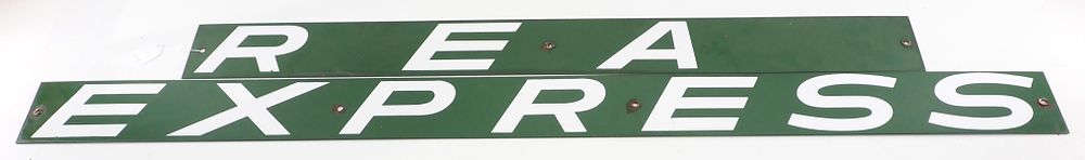 Lot 1356: 2-pc REA Express sign