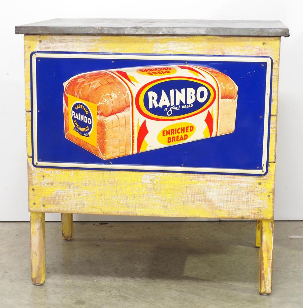 Lot 1396: Wooden storage box with tin-covered lid