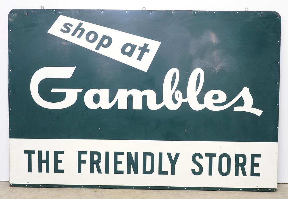 Lot 1421: Gambles, The Friendly Store sign