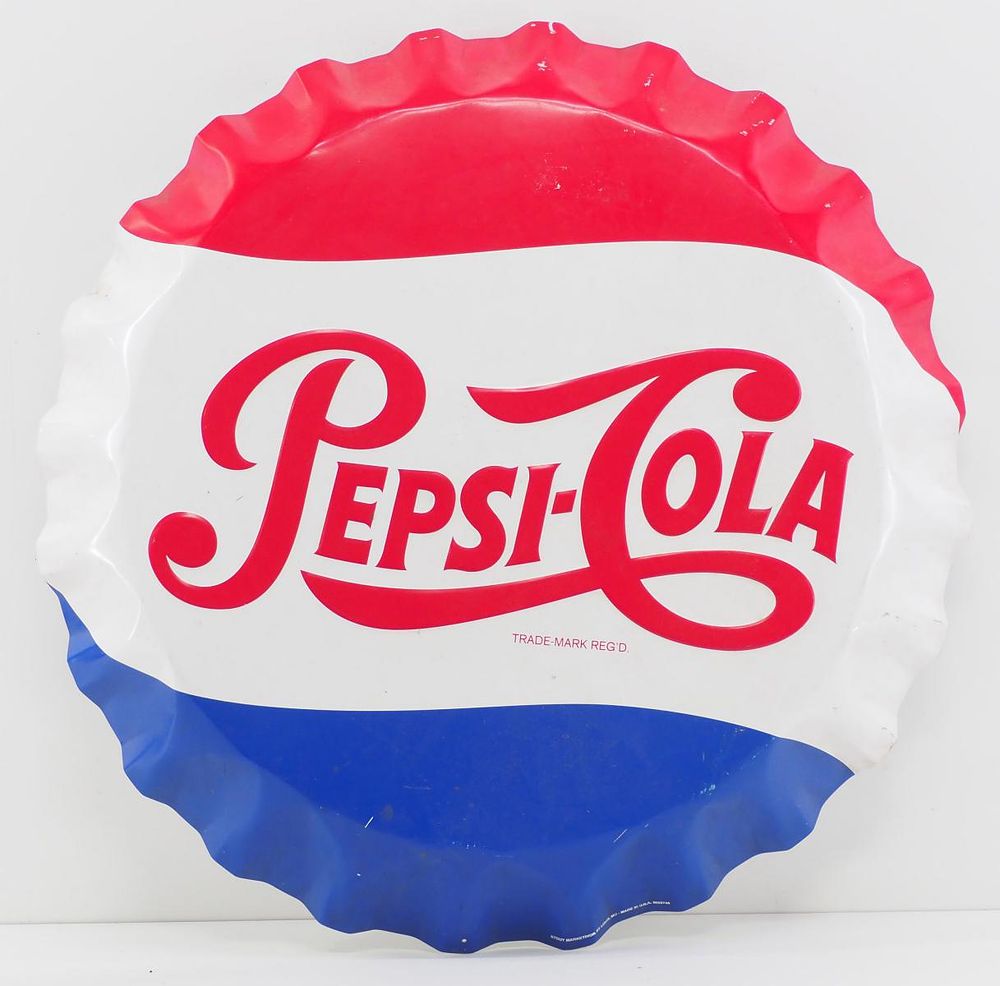 Lot 1424: Pepsi Cola bottle-cap sign