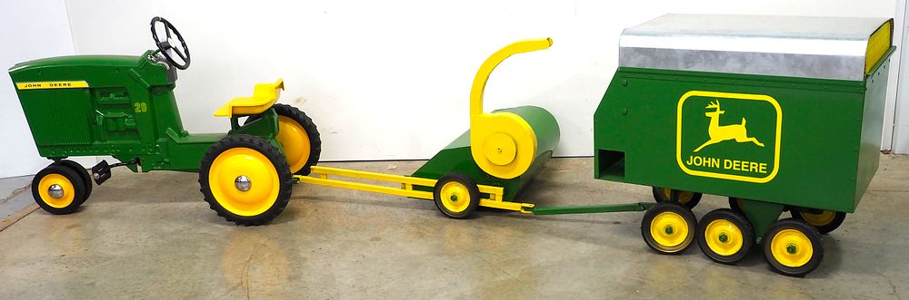 Lot 5212A: John Deere Pedal Tractor, Chopper & Wagon